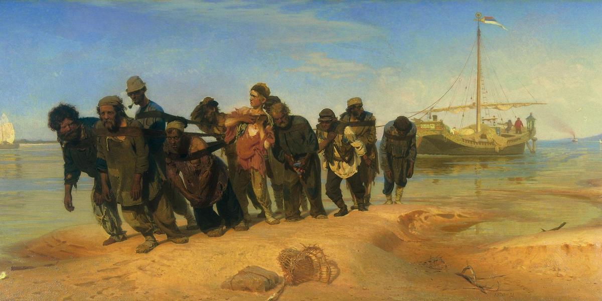 Repin: Hajóvontatók a Volgán ( festmény, 1873)