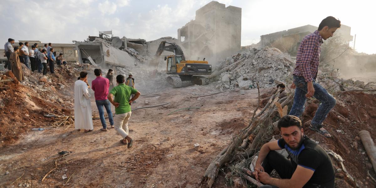 A légicsapás helyszíne. Fotó: OMAR HAJ KADOUR / AFP