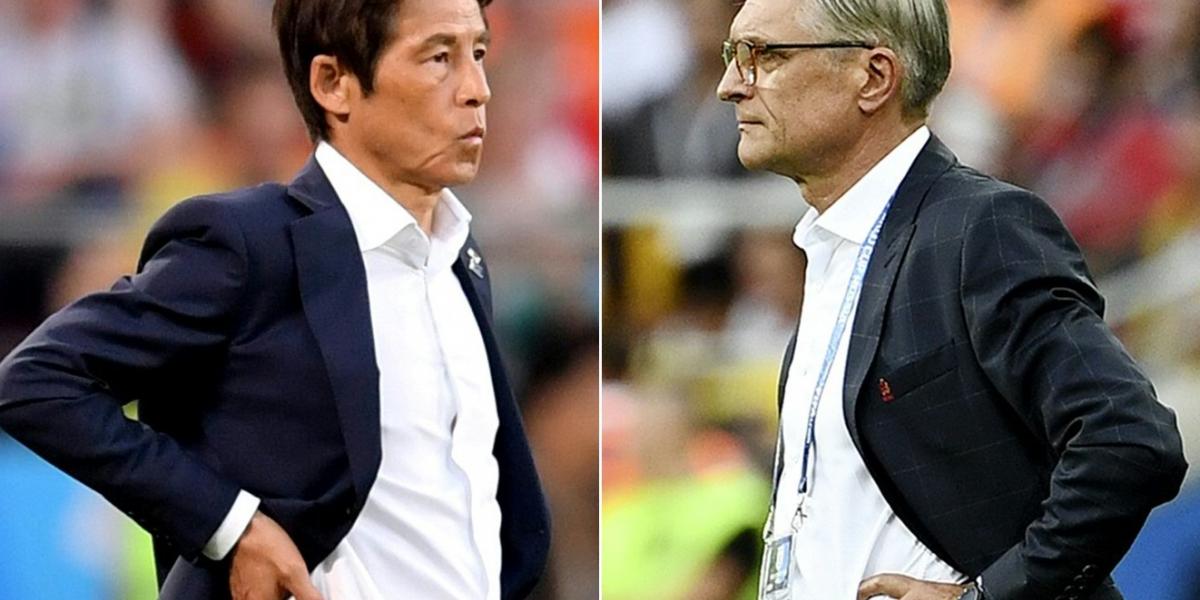  Akira Nishino (Japán) és Adam Nawalka ( Lengyelország ) szövetségi kapitányok - FOTÓ: FRANCK FIFE, HECTOR RETAMAL / AFP