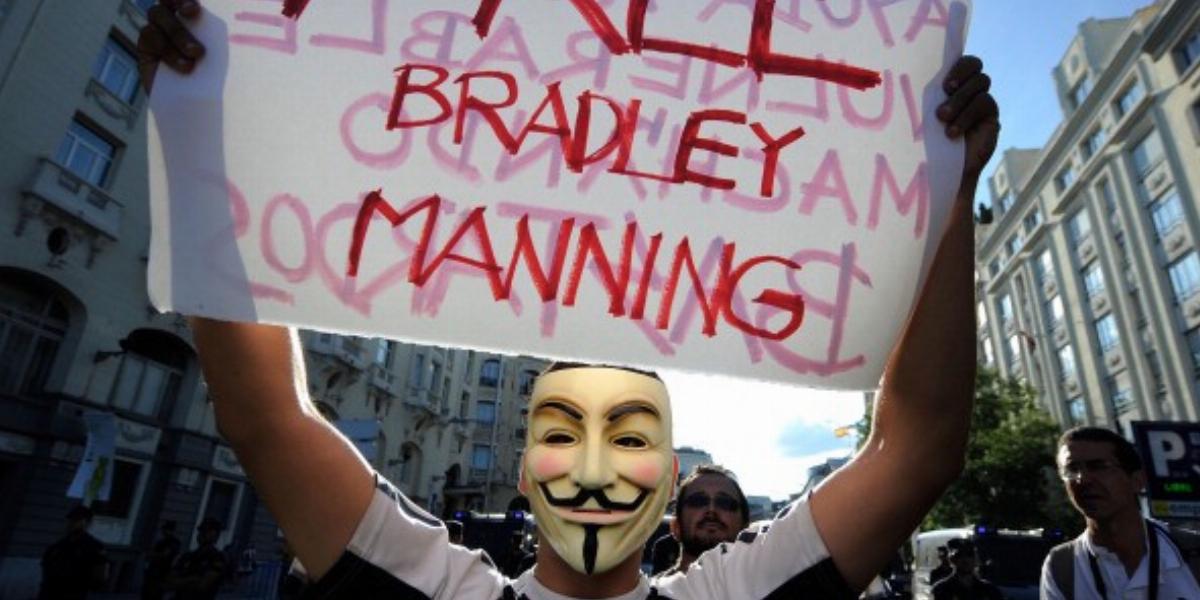 Tüntetés Bradley Manning szabadon engedéséért Madridban. Fotó: Denis Doyle/Getty Images