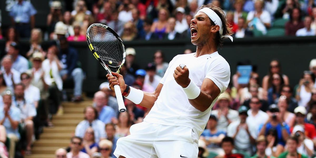 Rafael Nadal győzelmét ünnepli Wimbledonban. Fotó: Jan Kruger/Getty Images.