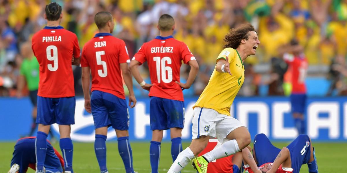 David Luiz kitörő öröme, avagy a braziloknak: tovább! Fotó: Europress/Getty Images/Buda Mendes