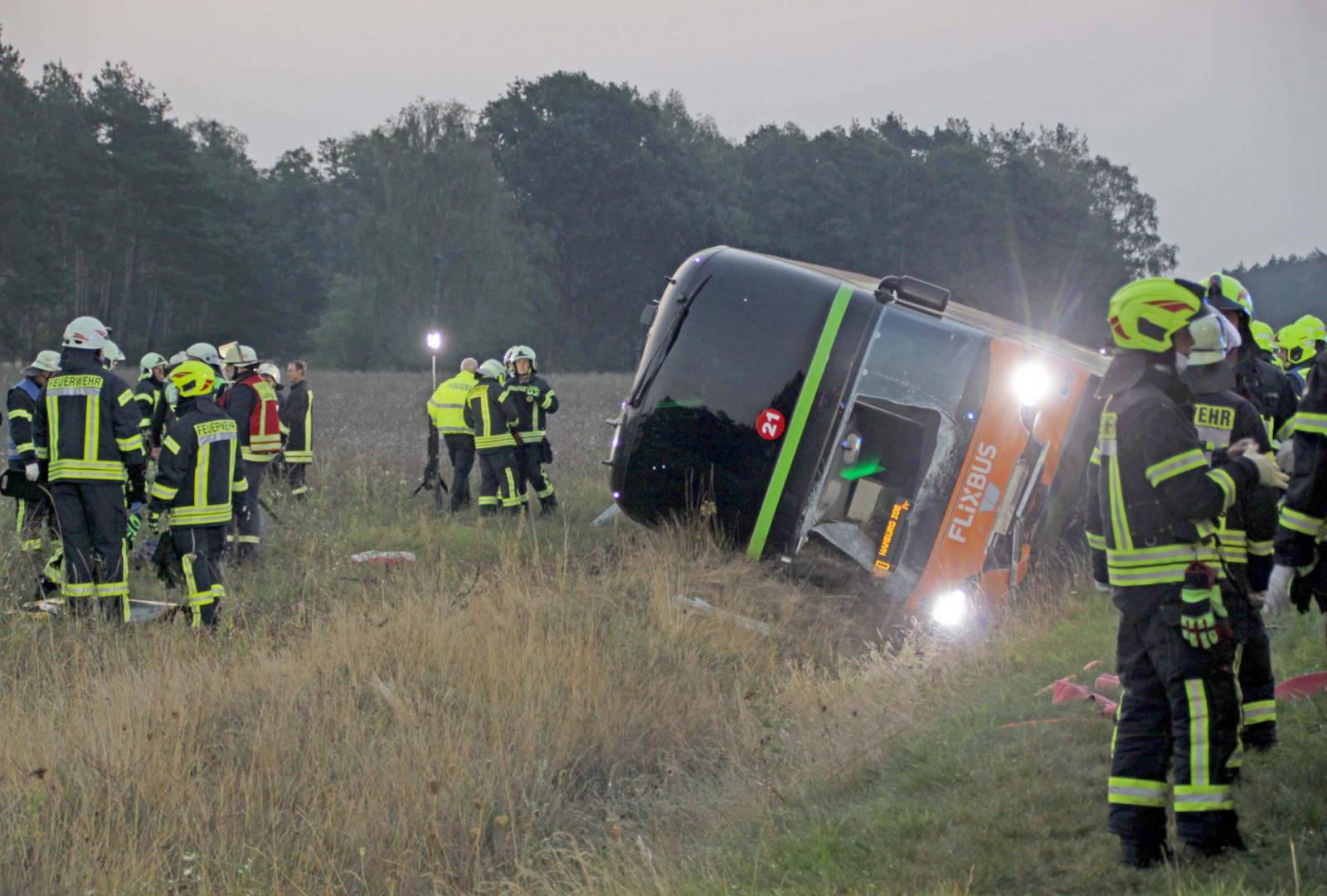 Helyszíni mentés a németországi buszbalesetnél 2020. szeptember 12-én