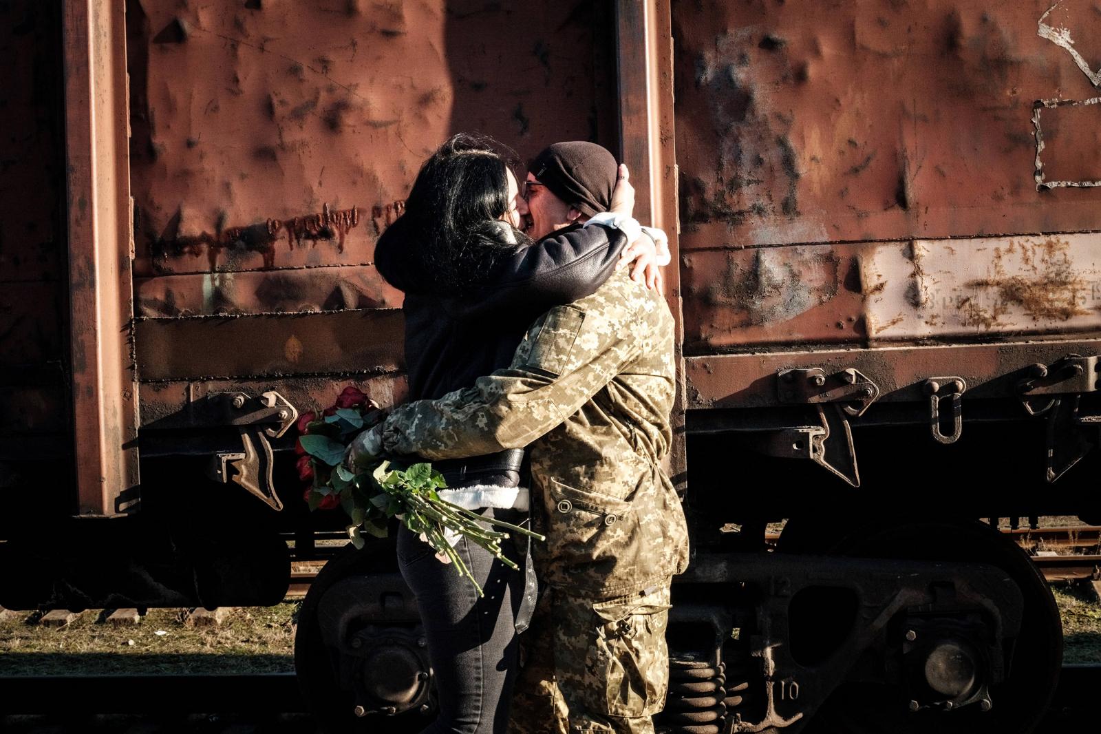 Egy 27 évesen meghalt ukrán katona, Jurij Kulik temetése Kijev közelében február 21-én.