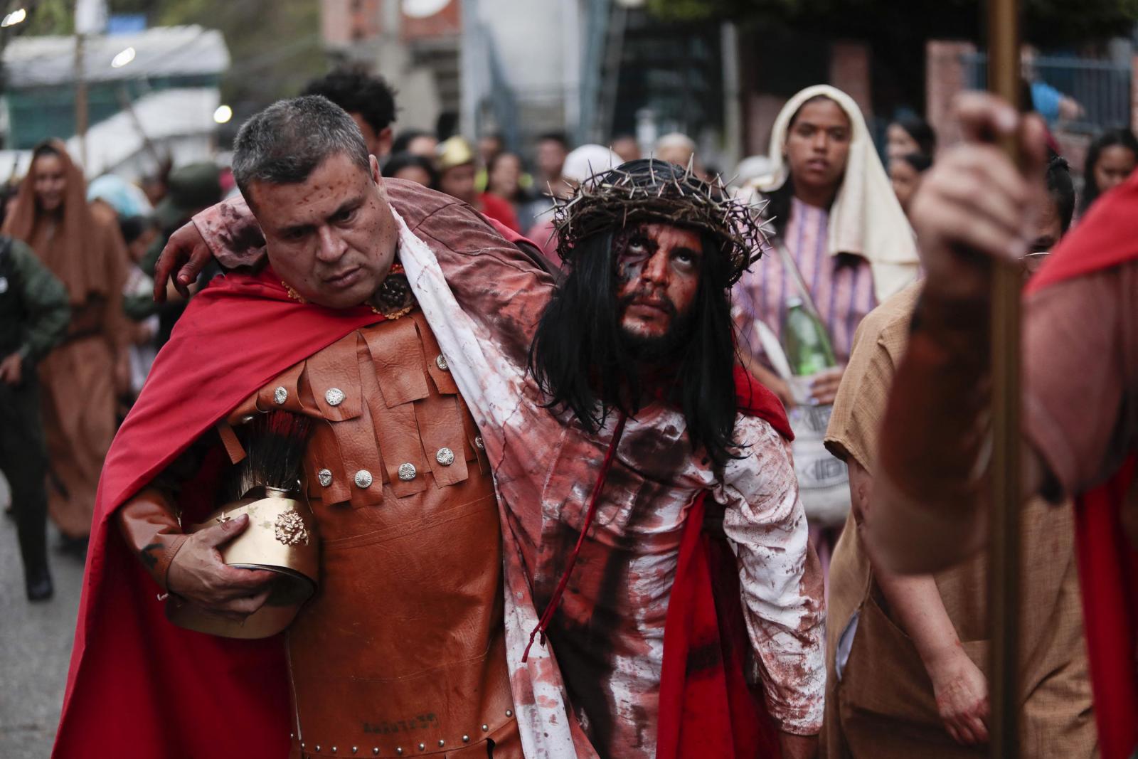 Jézus szenvedései előadás mexikói San Pedro Tlaquepaque-ban