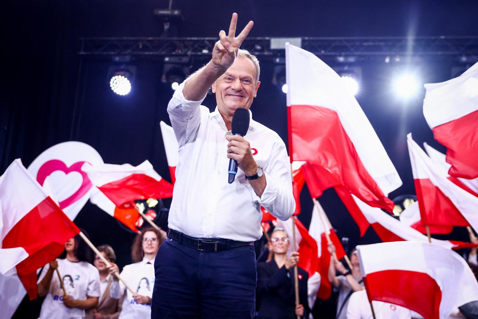 Donald Tusk a Polgári Koalíció kampányzáróján