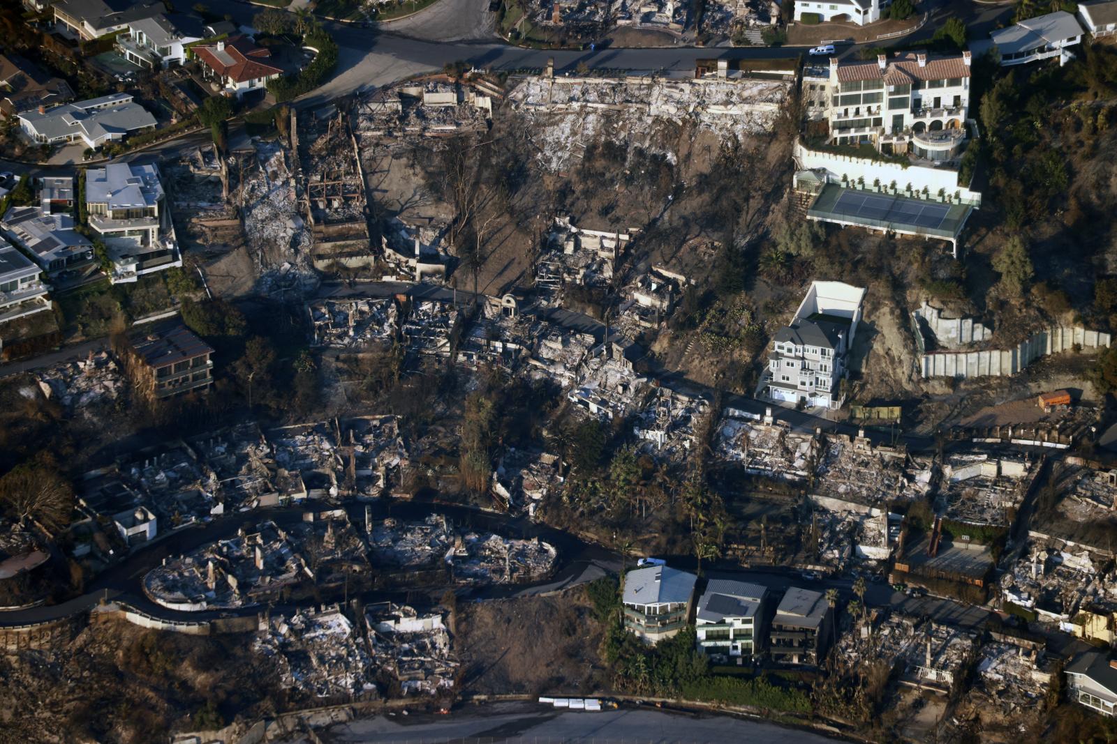 A kaliforniai Pacific Palisades területén, 2025. január 10-én készült légifelvétel