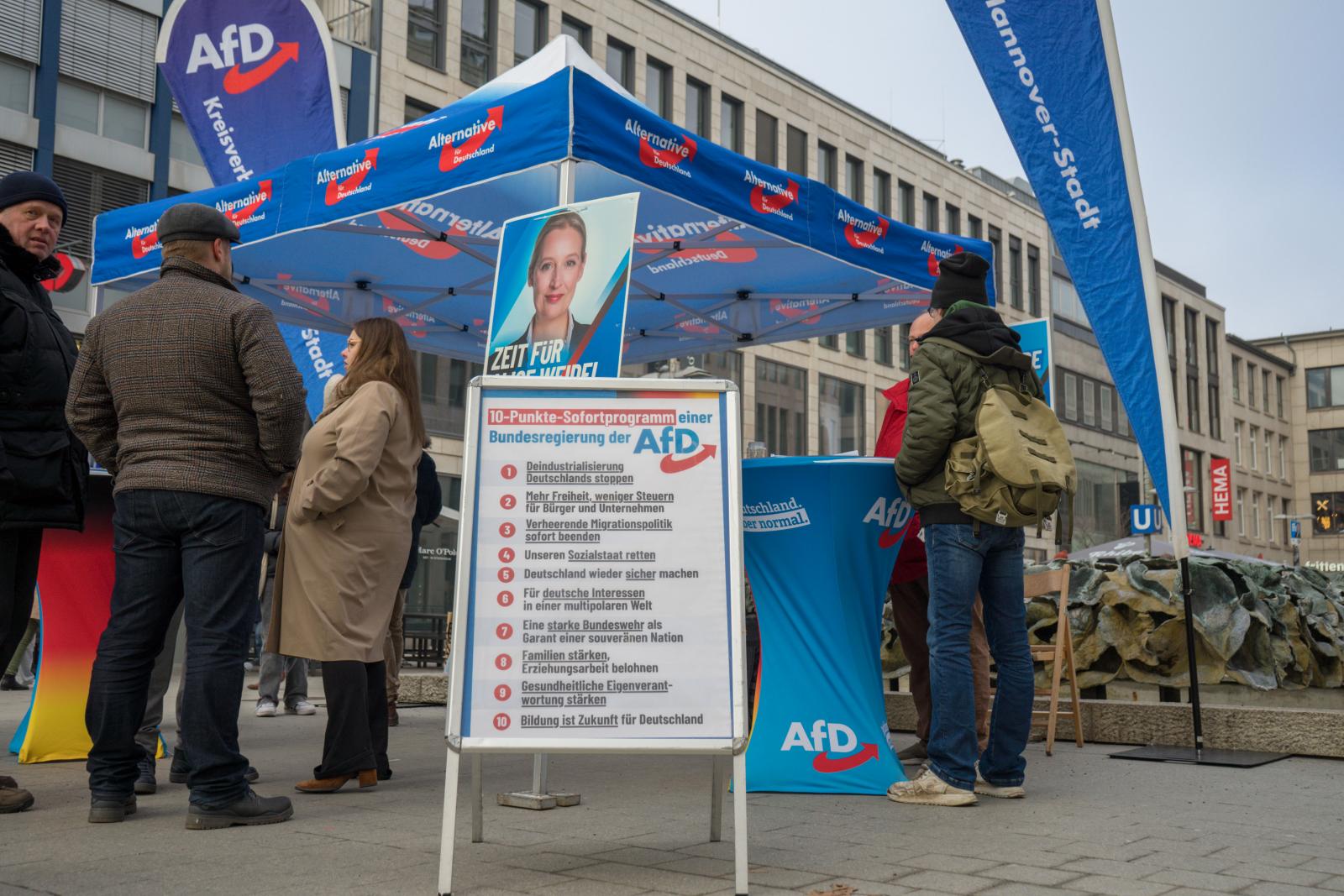 AfD-kitelepülés Hannoverben 2025 januárjában. 