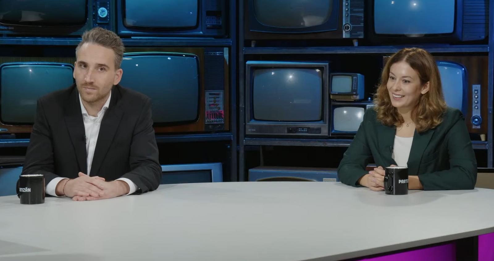 Barabás Richárd és Cseh Katalin a Partizán stúdiójában