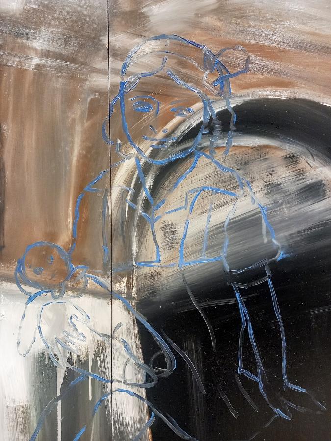 A gettó kapuja volt című 1985-ös festmény részlete