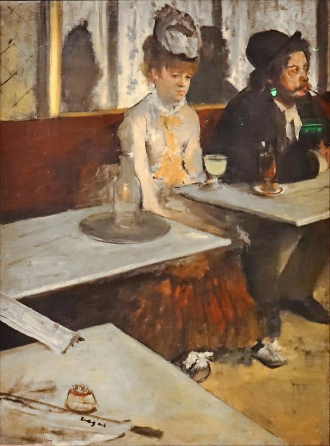 Edgar Degas Az abszint című képe a XIX. századi francia festészet egyik legkülönösebb és legnyugtalanítóbb alkotása. A kép központi motívuma a zöldes színű alkoholos ital