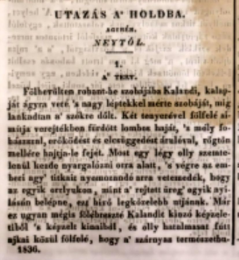 Ney Ferenc írta az első magyar tudományos fantasztikus regényt, Utazás a Holdba címmel