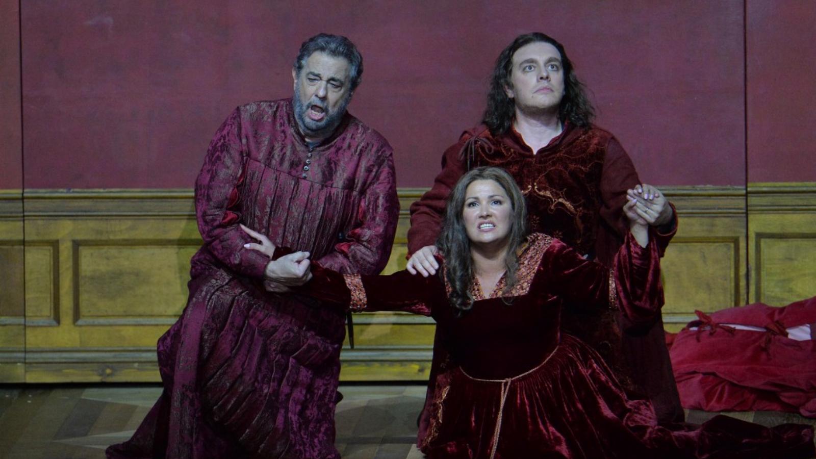 Anna Netrebko, Plácido Domingo, valamint Francesco Meli a Trubadúrban FOTÓ: EUROPRESS/GETTY IMAGES