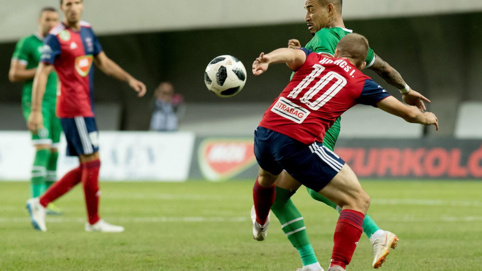 Kovács István, a Vidi FC és Batista Pimenta Natanael, a PFK Ludogorec Razgrad játékosa a Bajnokok Ligája második selejtezőköréne