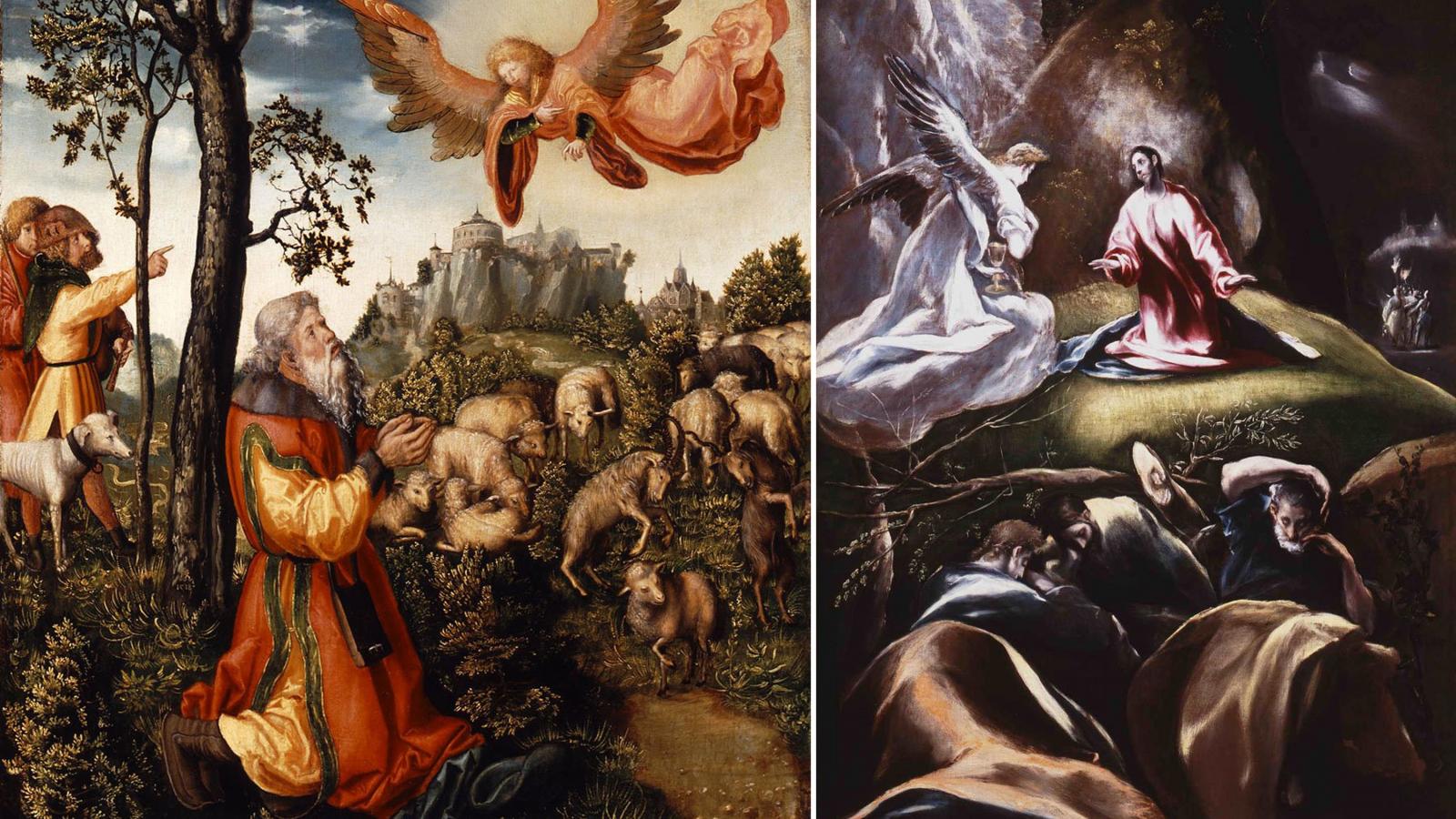 Cranach - Az angyal híradása Joachimnak és El Greco - Krisztus az Olajfák hegyén