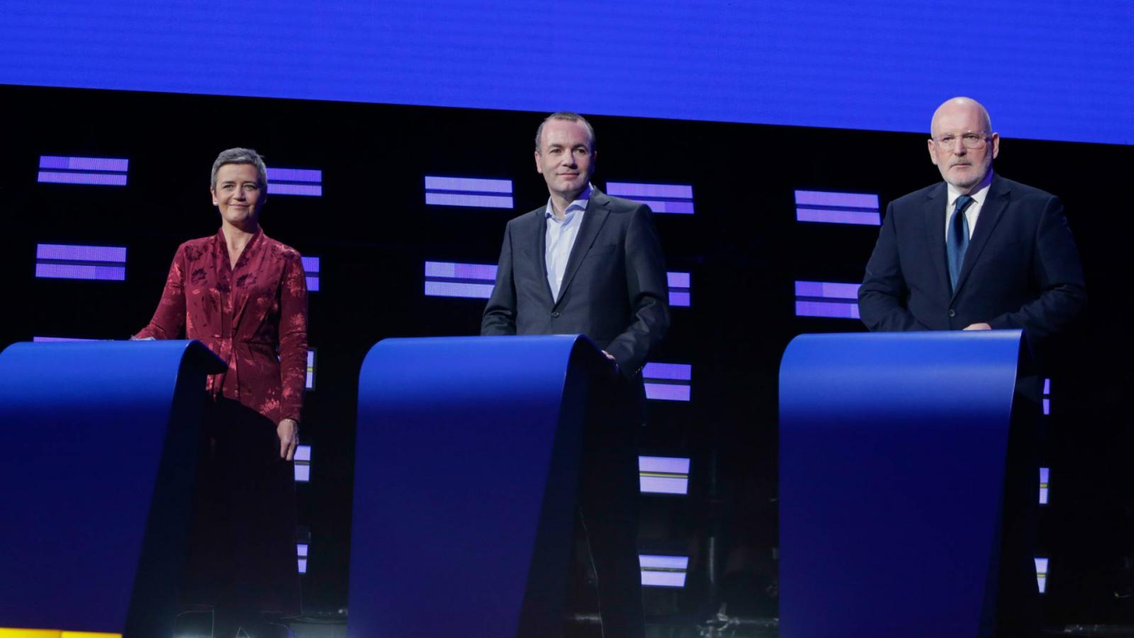 Margrethe Vestager, Manfred Weber és Frans Timmermans