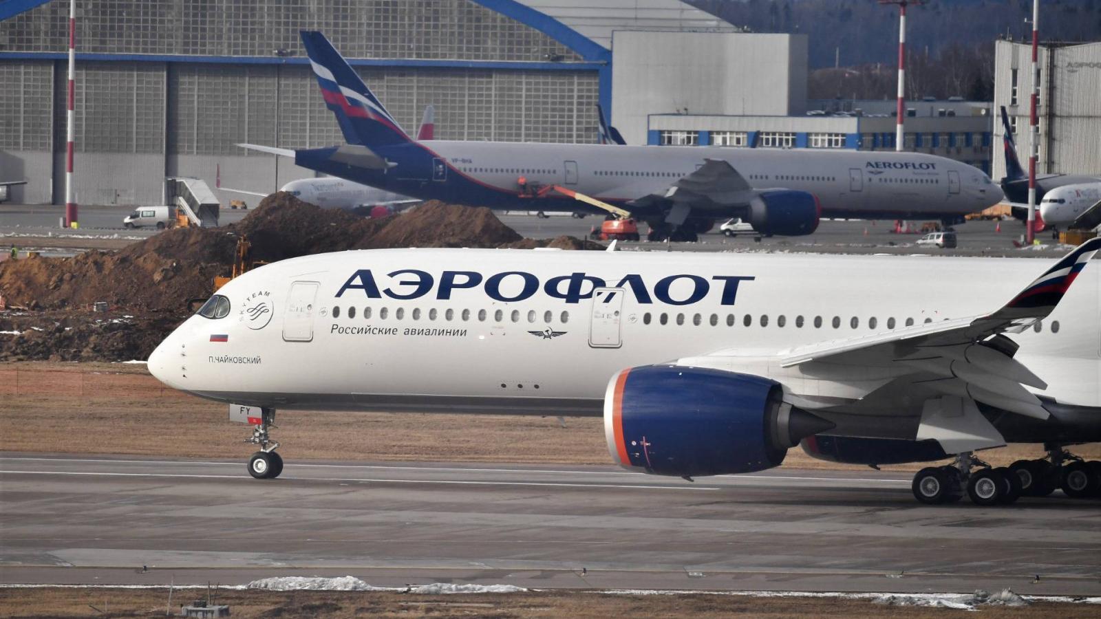 Az Aeroflot  A350-900 típusú Airbus-gépe. Képünk illusztráció