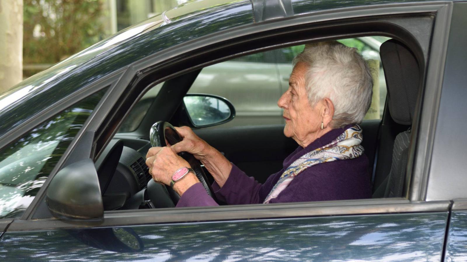 Senior,Woman,Driving,A,Car