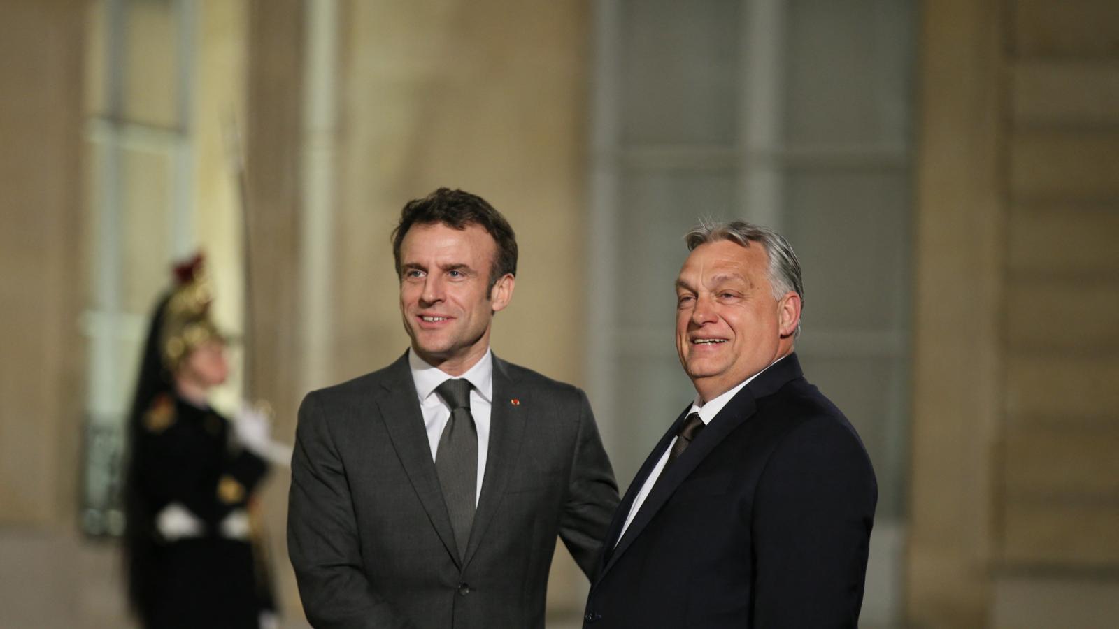 Orbán Viktor miniszterelnök és Emmanuel Macron francia államfő