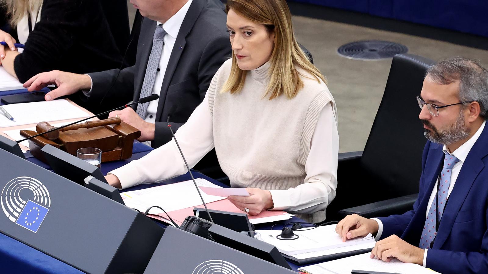 Roberta Metsola az Európai Parlament október 23i plenáris ülésén