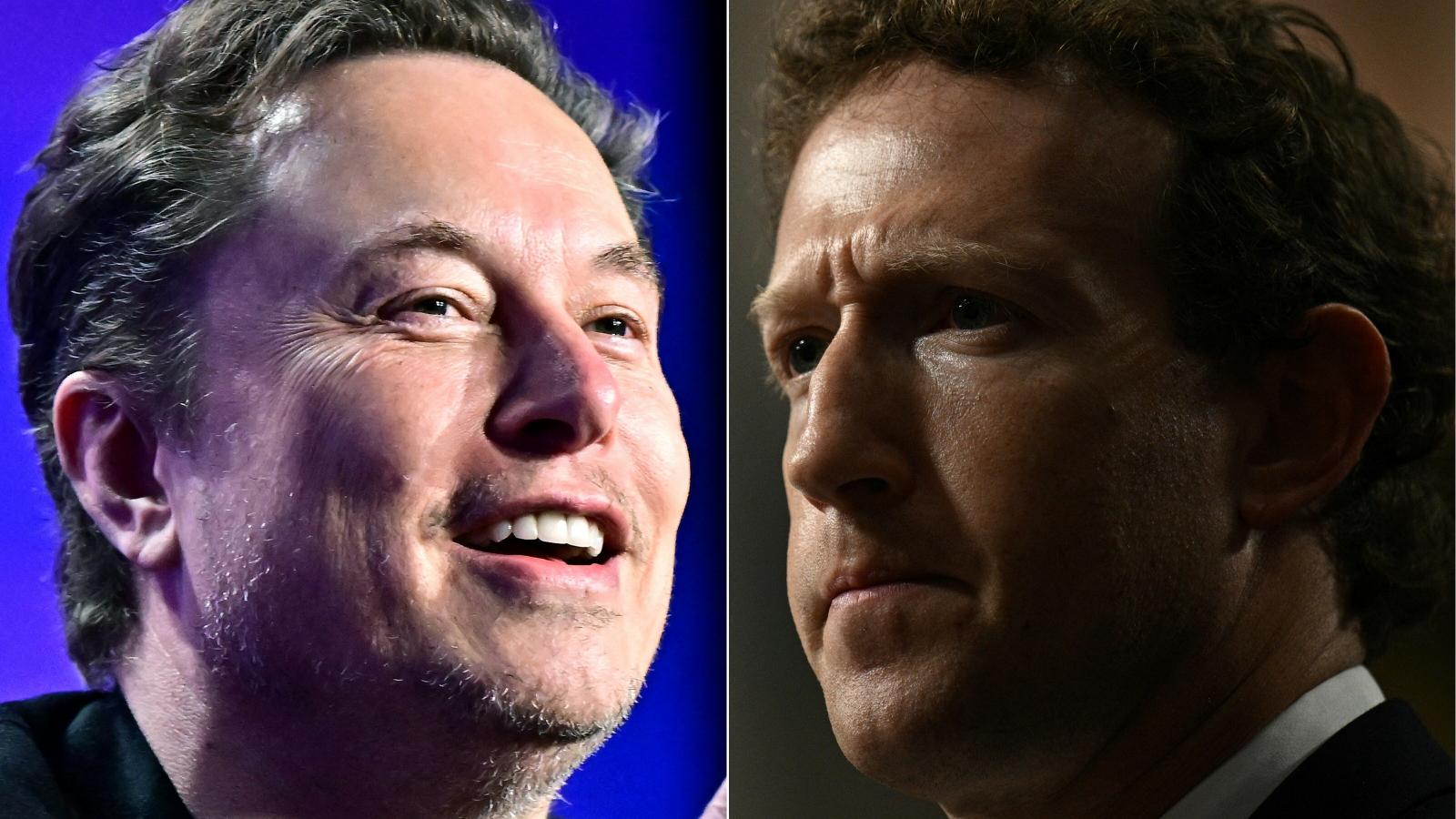 Elon Musk Tesla-vezér és Mark Zuckerberg, a Meta vezérigazgatója 