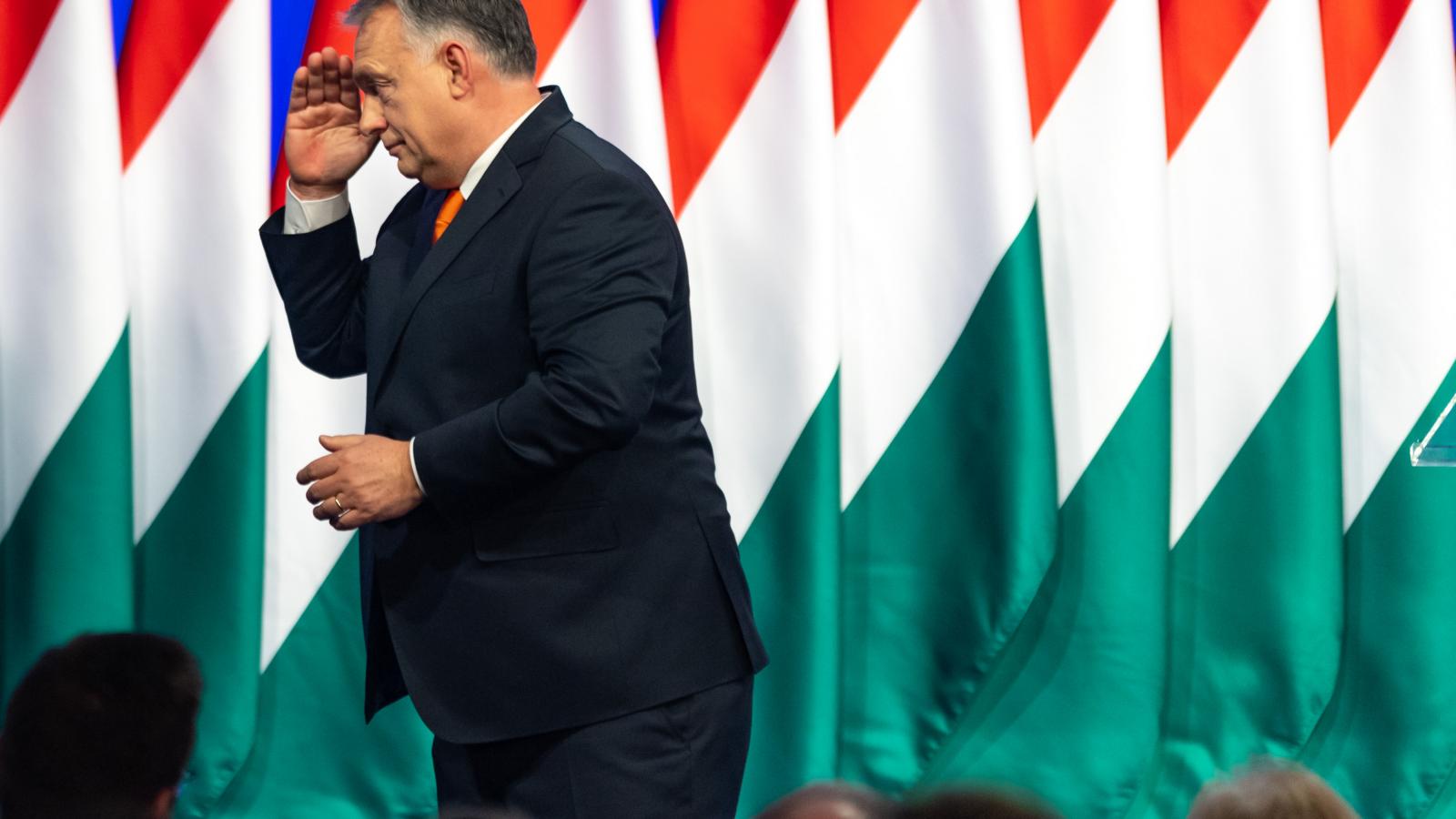 Orbán Viktor a 2022 február 12-i évértékelő beszédén a Várkert Bazárban 