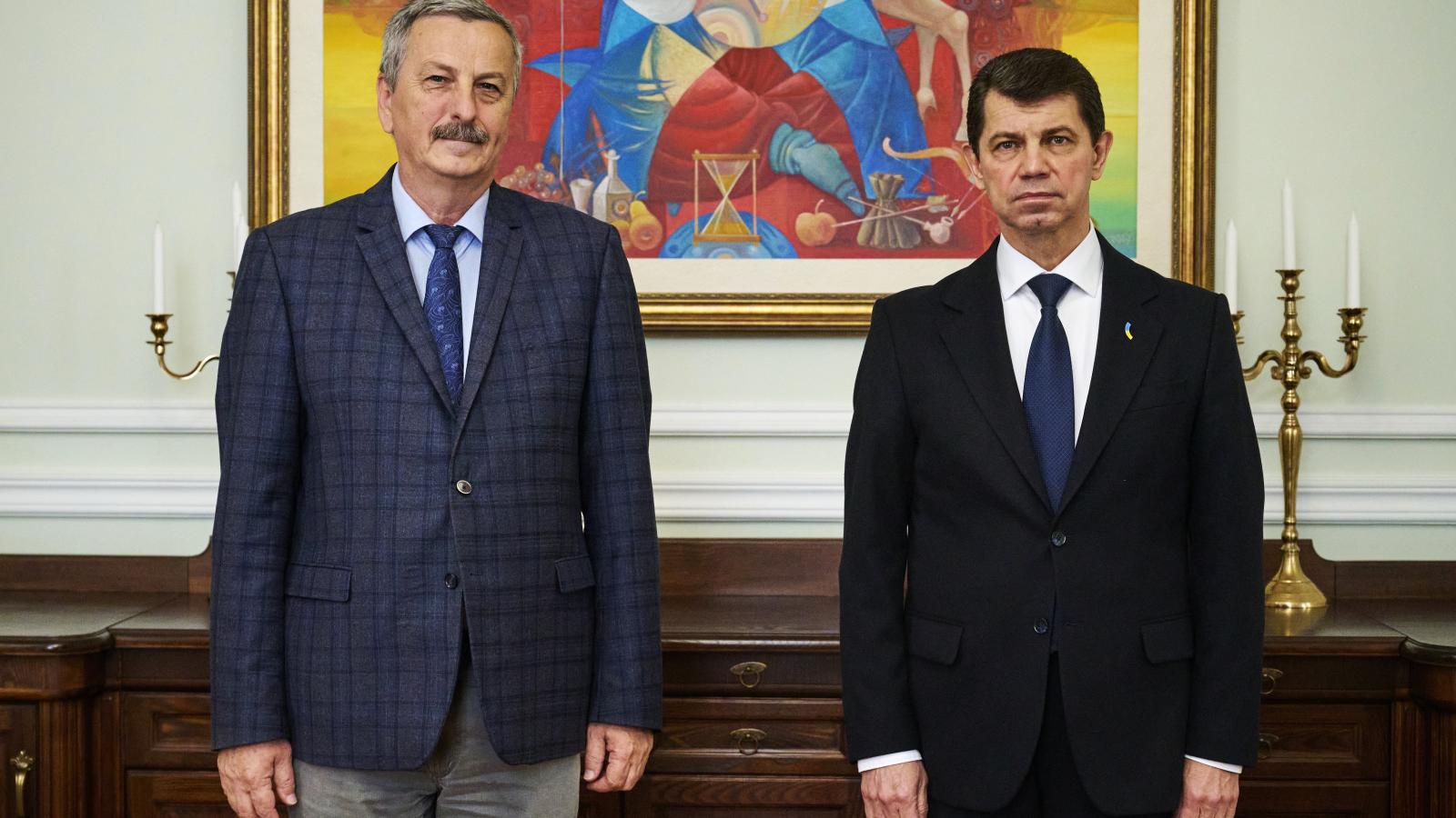 Heizer Antal ukrajnai magyar nagykövet és Olekszandr Miscsenko ukrán külügyminiszter-helyettes