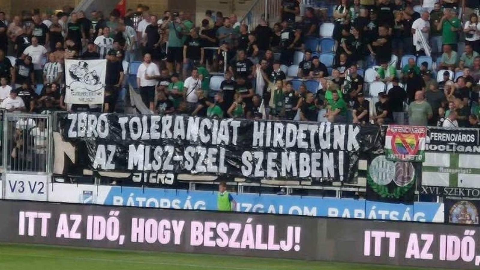 Már a szezon első mérkőzésén az MLSZ ellen tüntettek a lelátón a ferencvárosi ultrák