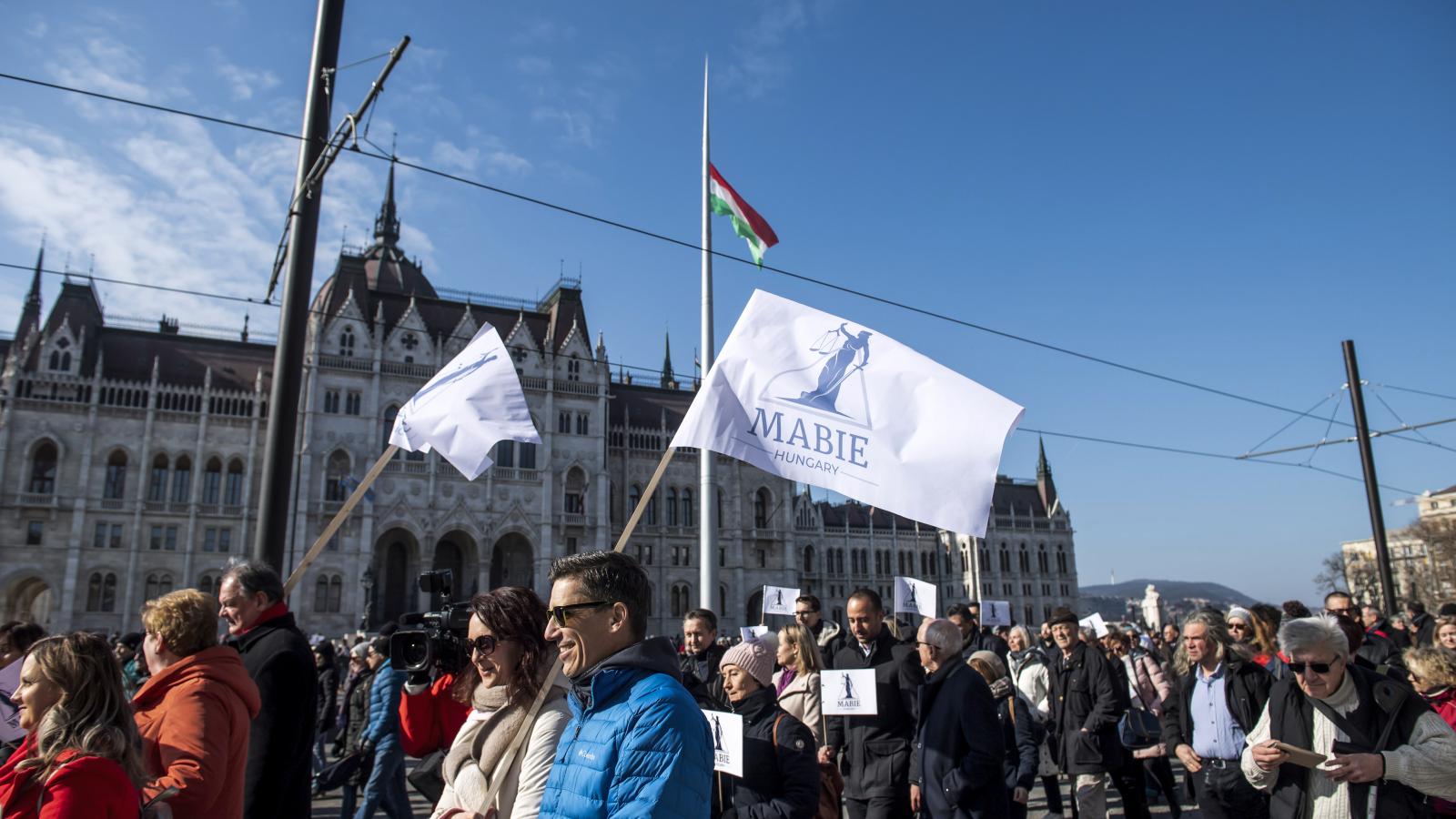 A Magyar Bírói Egyesület MABIE demonstrációja 2025. február 22-én