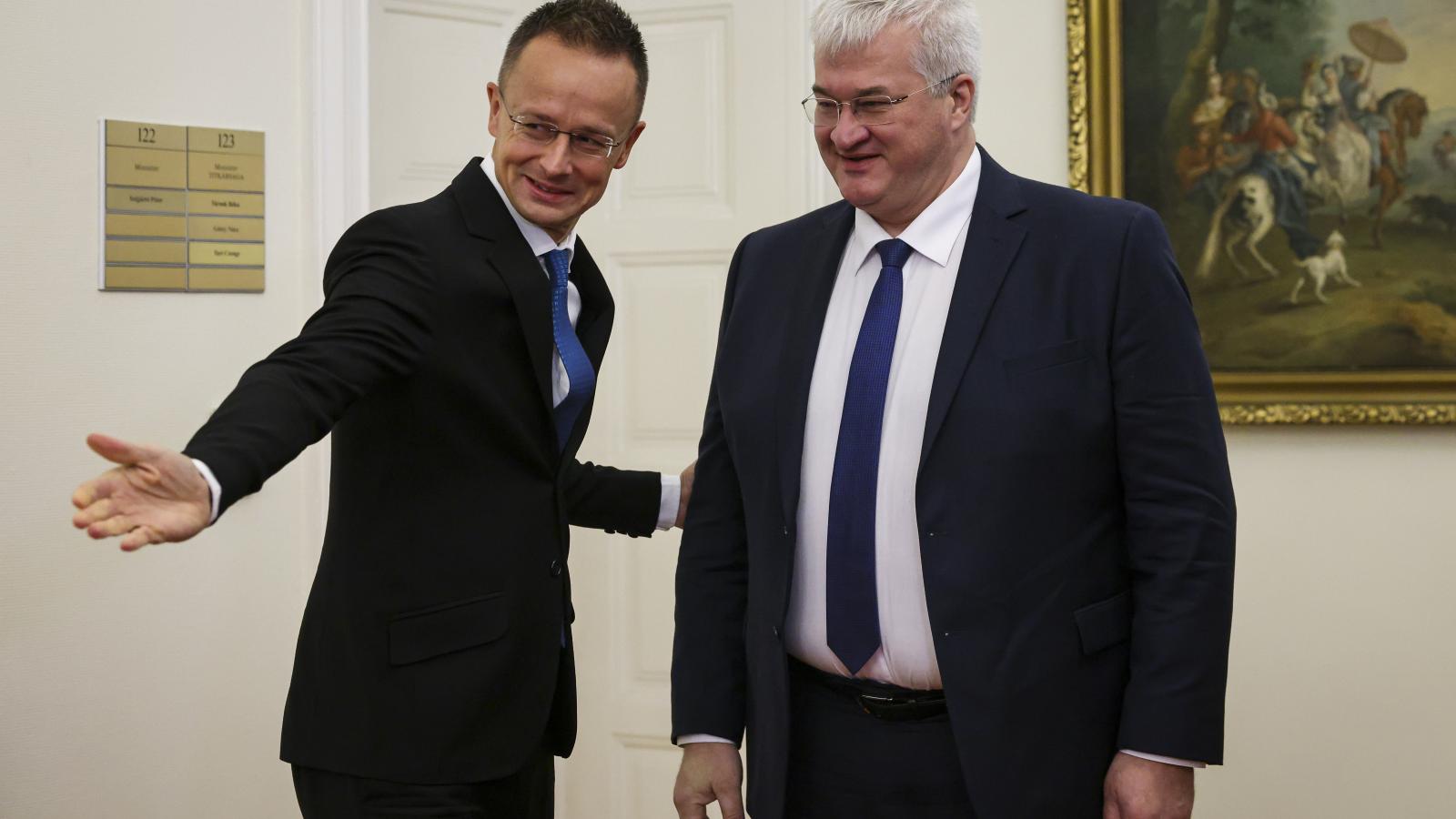Szijjártó Péter és Andrij Szibiha ukrán külügyminiszter 2024. szeptember 30-án