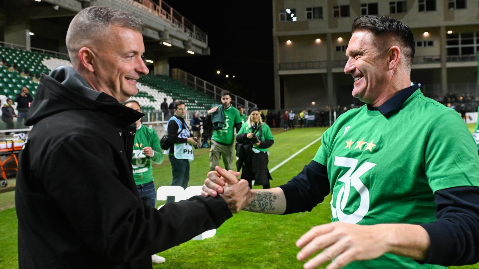Kubatov Gábor, az FTC elnöke és Robbie Keane, a Ferencváros vezetőedzője