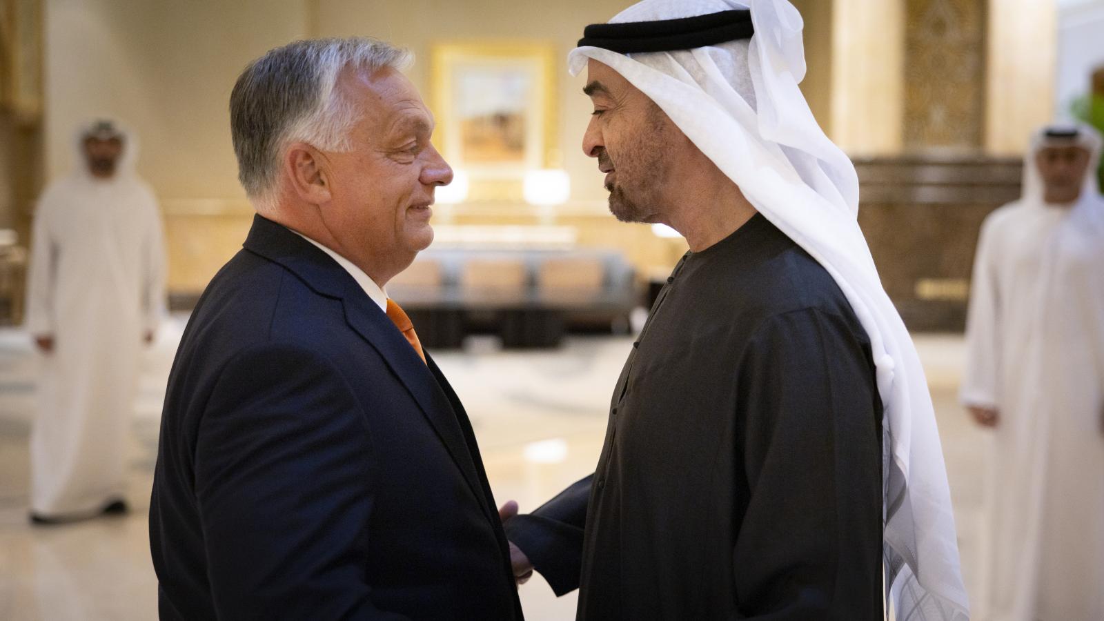 Orbán Viktor és Mohamed bin Zájed an-Nahján sejk, Abu-Dzabi uralkodója Abu-Dzabiban szeptember 12-én 