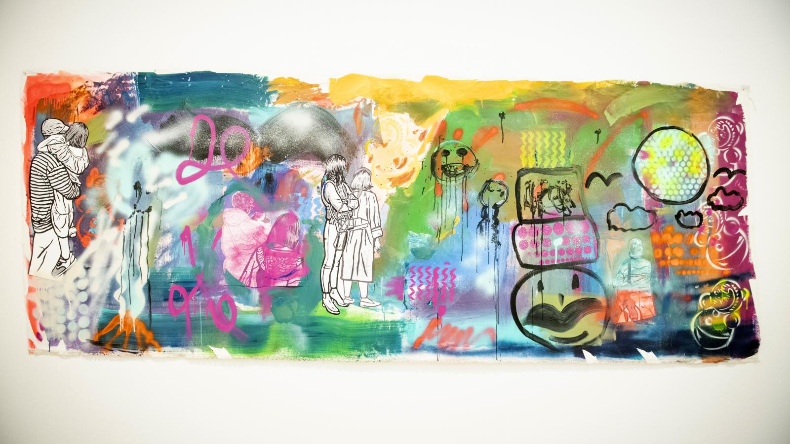 Soós Nóra festőművész és a fiatalok közös alkotása