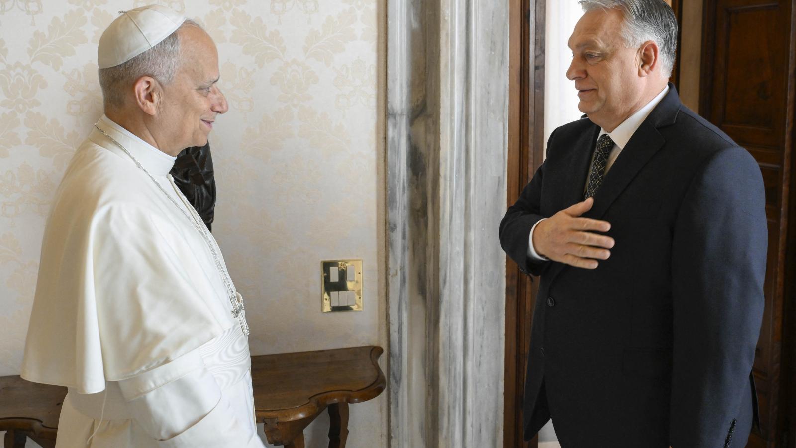 XIV. Leó pápa és Orbán Viktor a Vatikánban október 27-én