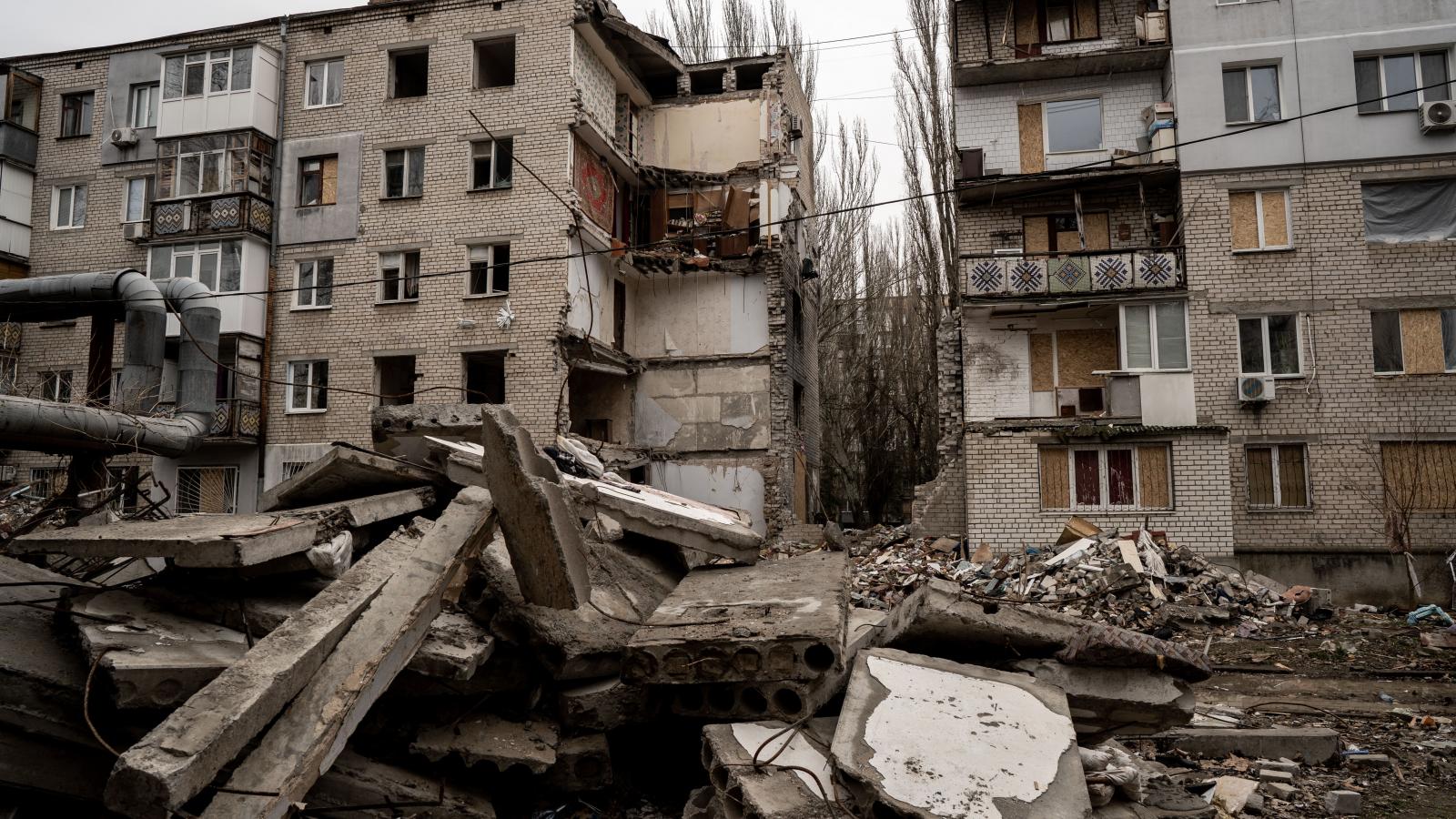 Képünk illusztráció, Mikolajiv egy 2023. februári orosz támadás után