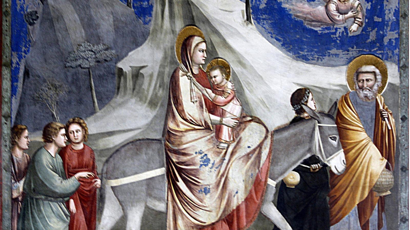 A zsidó gyerek, a csóró Istenfia, a legközelebbi nyugati birodalomba menekülő ősmigráns Gio­tto di Bondone freskóján