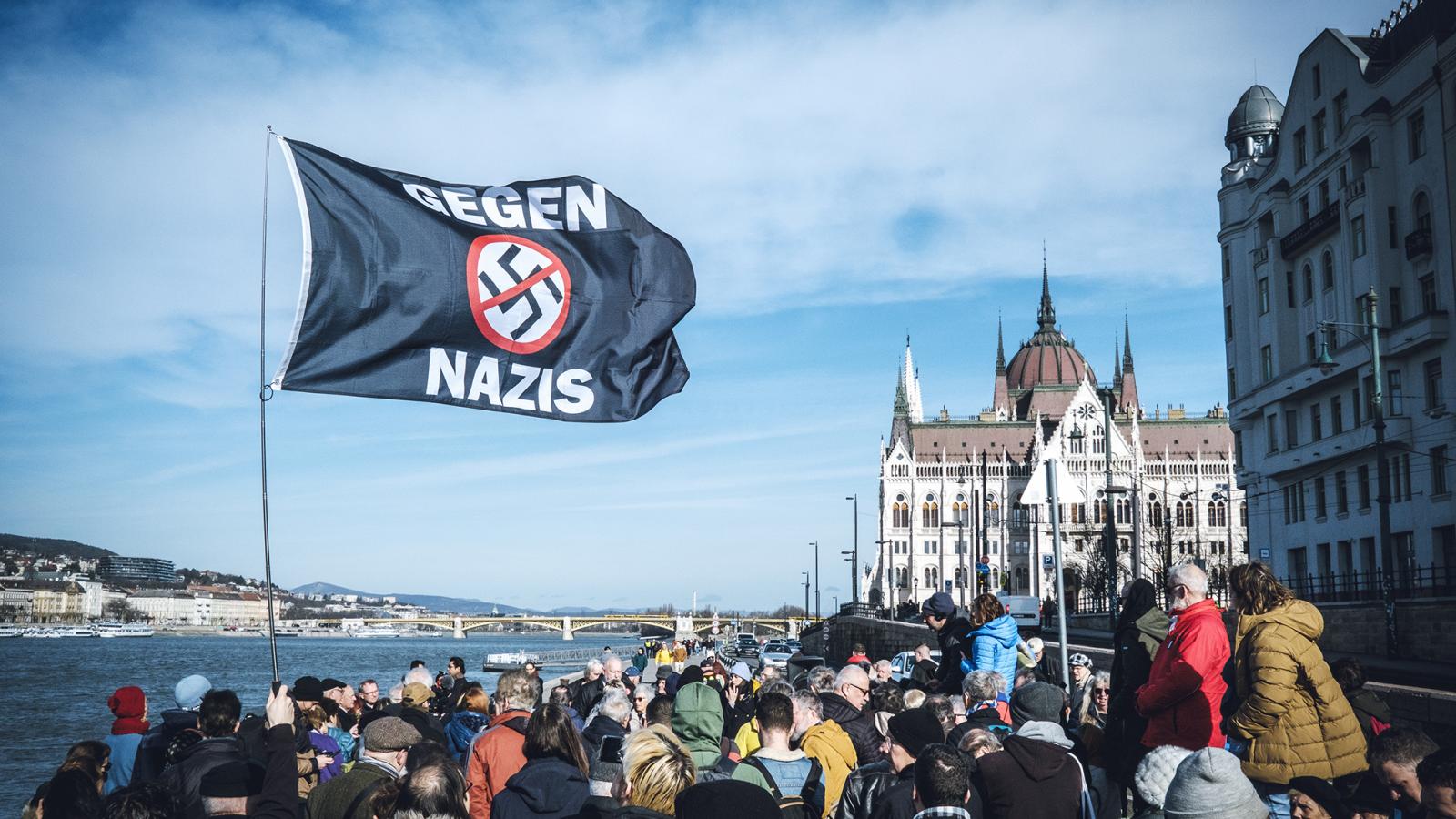 Antifasiszta felvonulás 2024 februárjában.