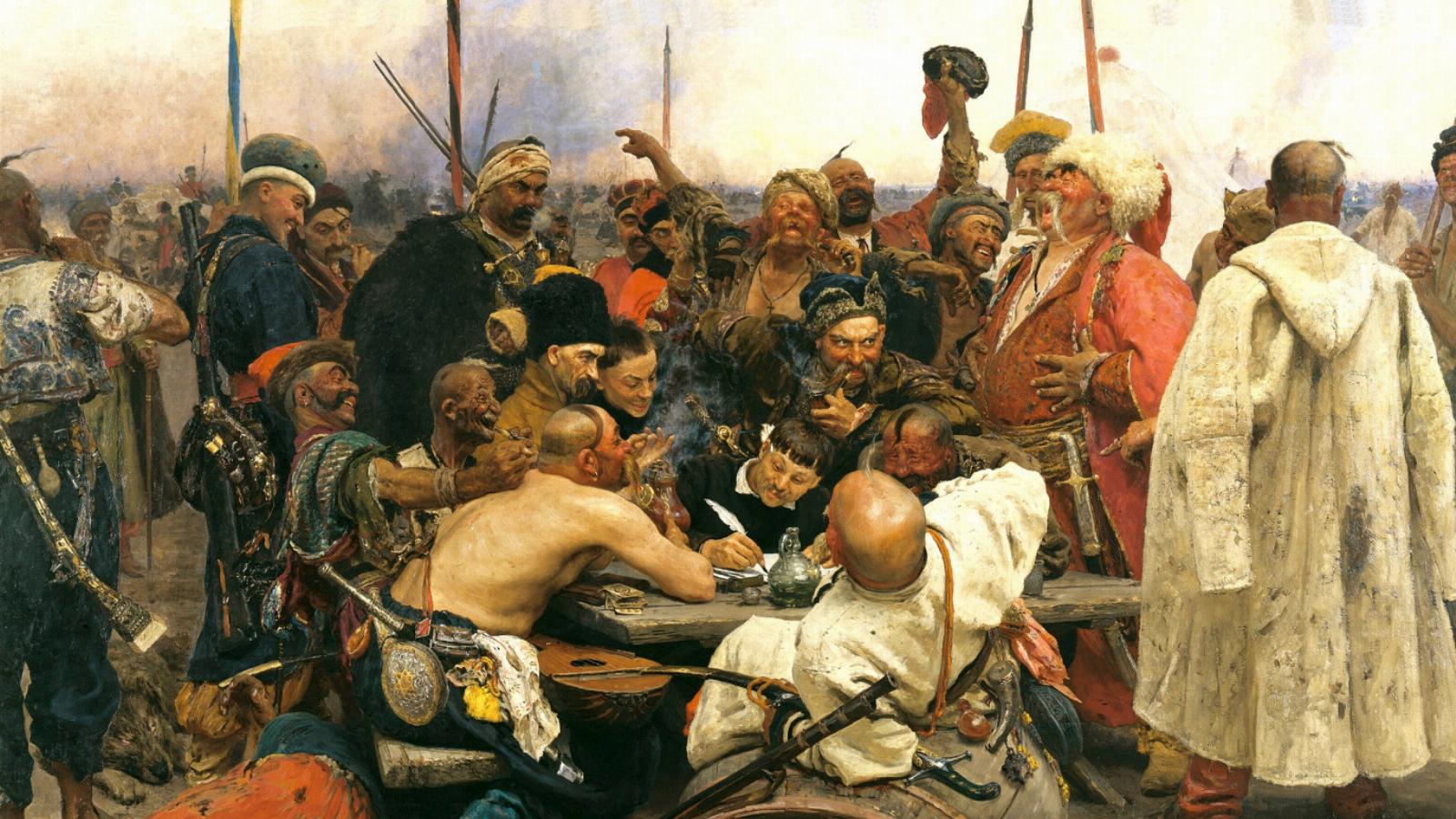 Ilja Repin A zaporozsjei
kozákok levelet írnak a török szultánnak
című festménye