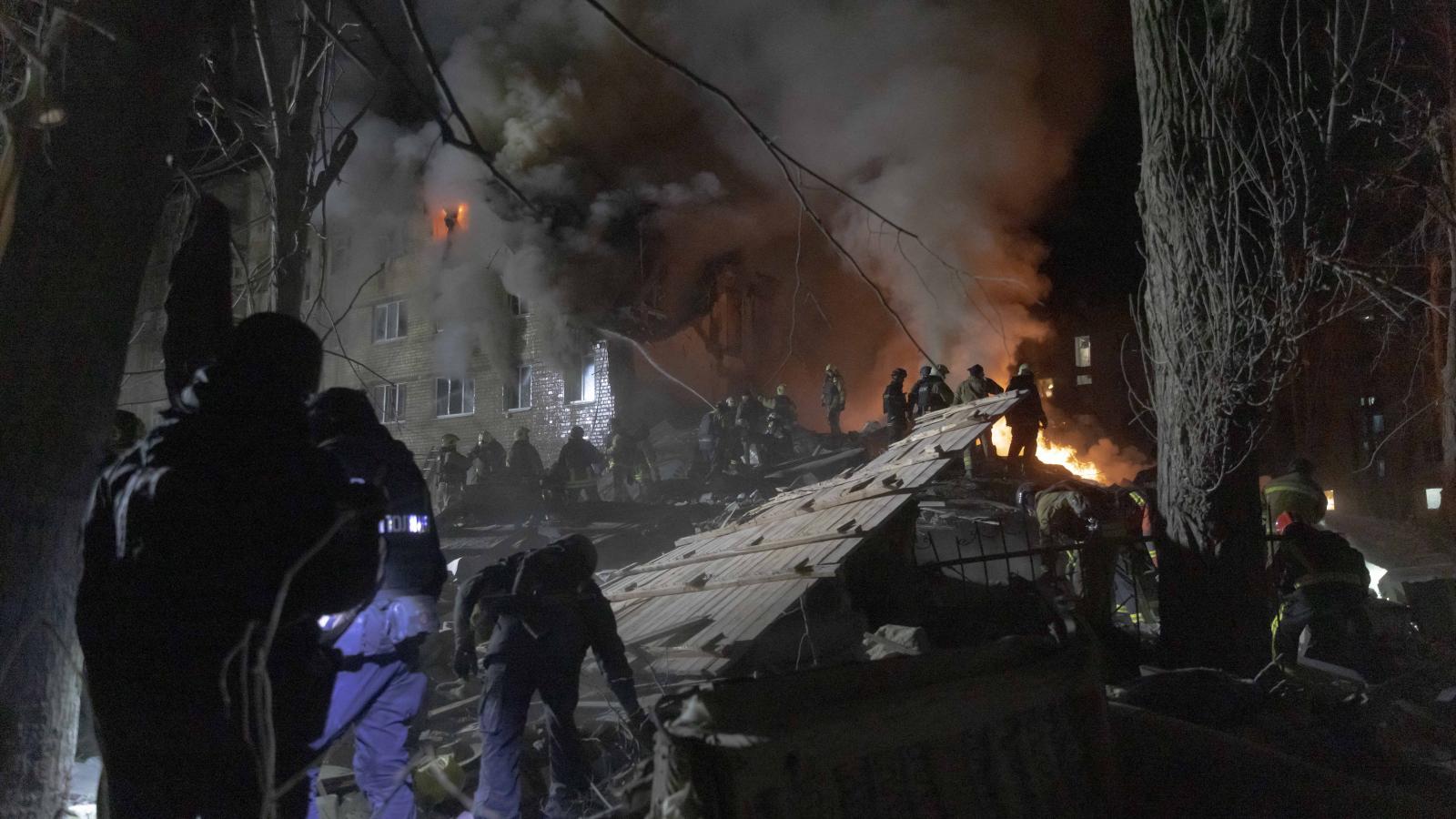 Orosz rakétatámadás Harkivban 2026. március 7-én. 