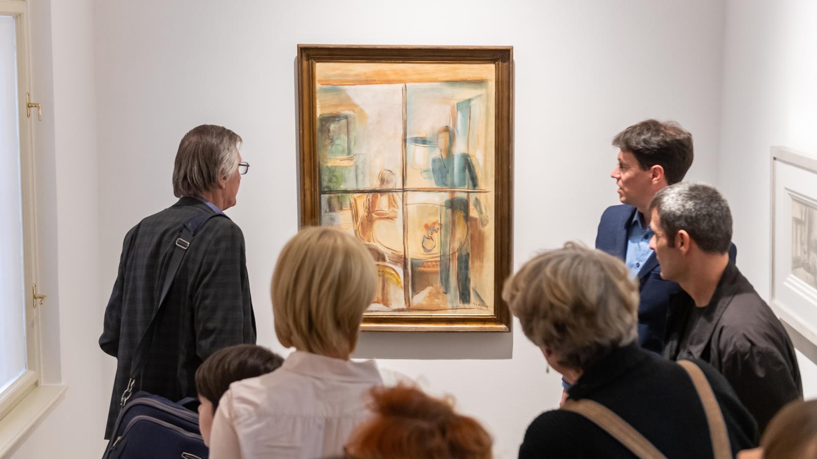 A művész és felesége, Pauler Juliska portréja: Szobába nézve (Ajtó mögött), 1934