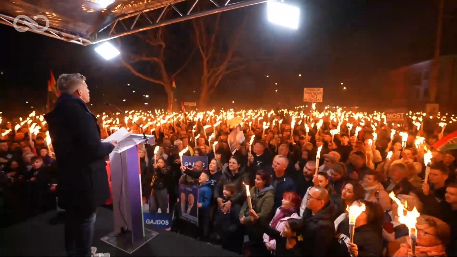 Magyar Péter Nyíregyházán 2026. március 23-án. 