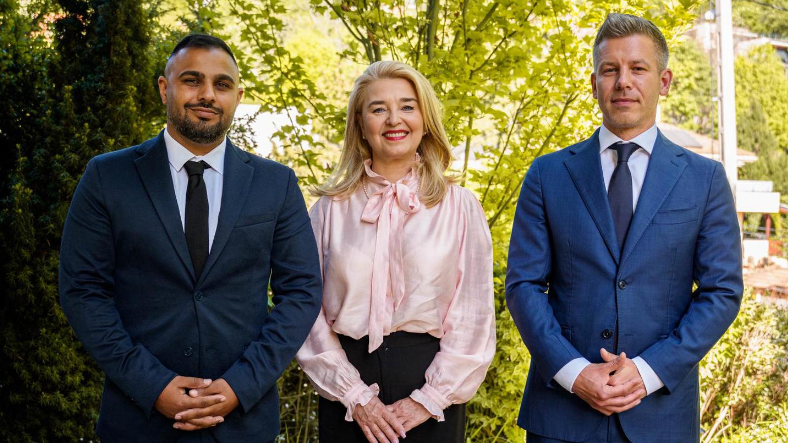 Kőszegi Krisztián, Dr. Hallerné dr. Nagy Anikó alelnök-jelöltek és Magyar Péter 