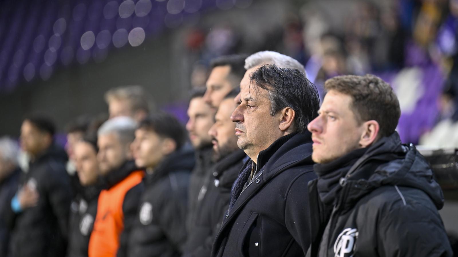 Hornyák Zsolt, a Puskás Akadémia FC vezetőedzője a labdarúgó Fizz Liga 20. fordulójában játszott Újpest FC - Puskás Akadémia FC mérkőzésen január 31-én