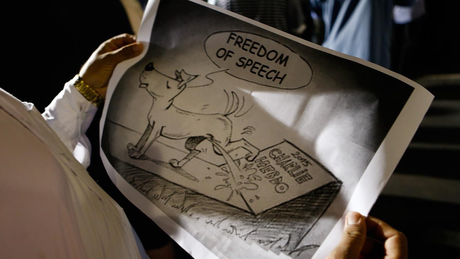 Ezzel a karikatúrával vágott vissza az egyik muszlim a Charlie Hebdo rajzaira. FOTÓ: Daniel Munoz/Getty Images 