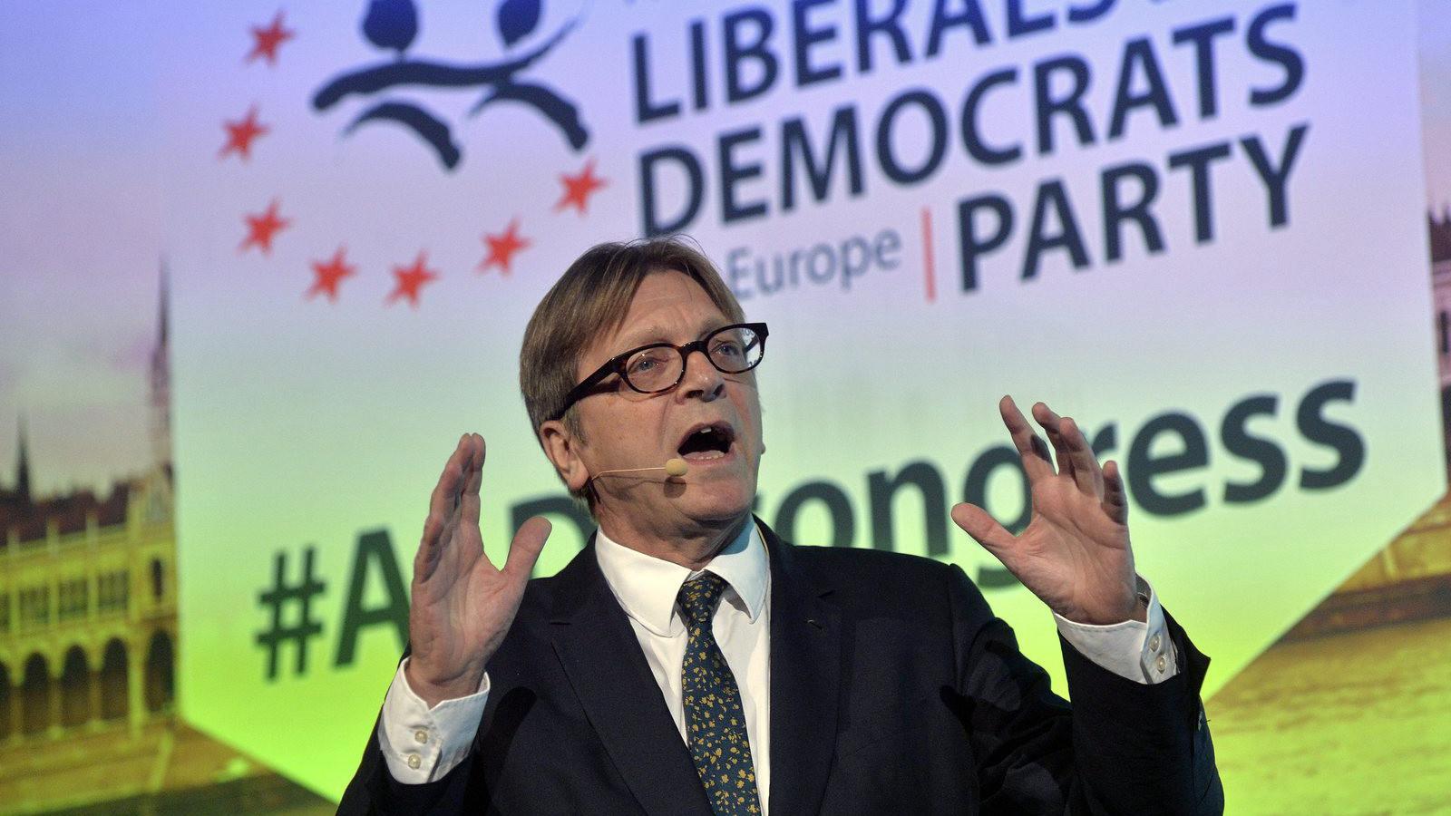 Guy Verhofstadt, az Európai Liberálisok és Demokraták Szövetsége EP-képviselőcsoportjának elnöke  MTI Fotó: Máthé Zoltán