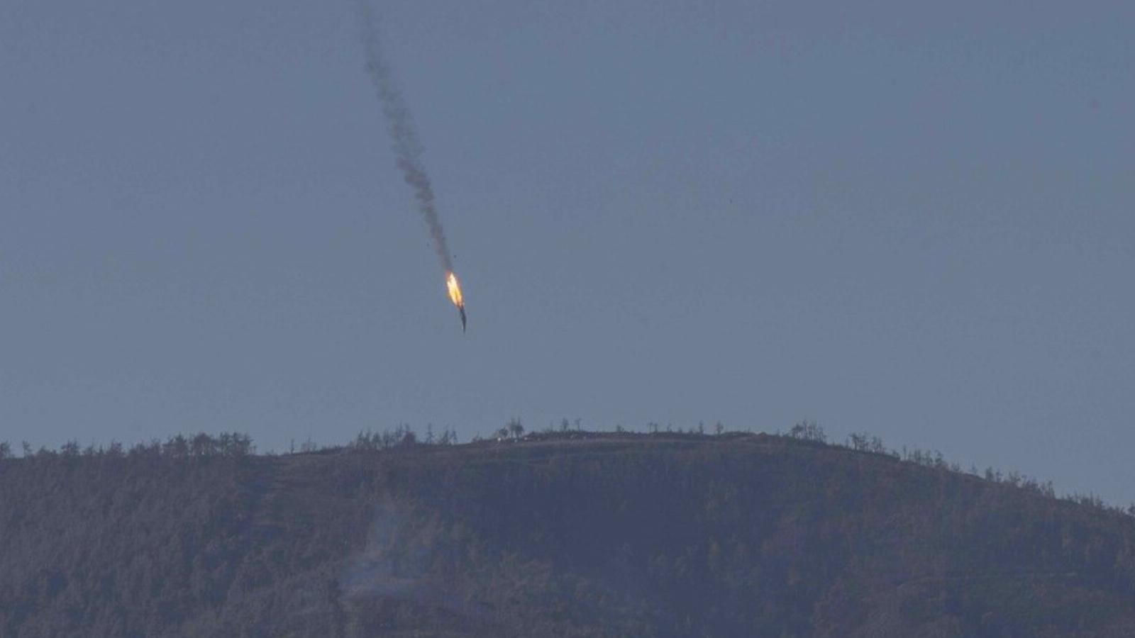 A szíriai területre becsapódó orosz vadászgép zuhanása FOTÓ: EUROPRESS/GETTY IMAGES/FATIH AKTA ANADOLU AGENCY