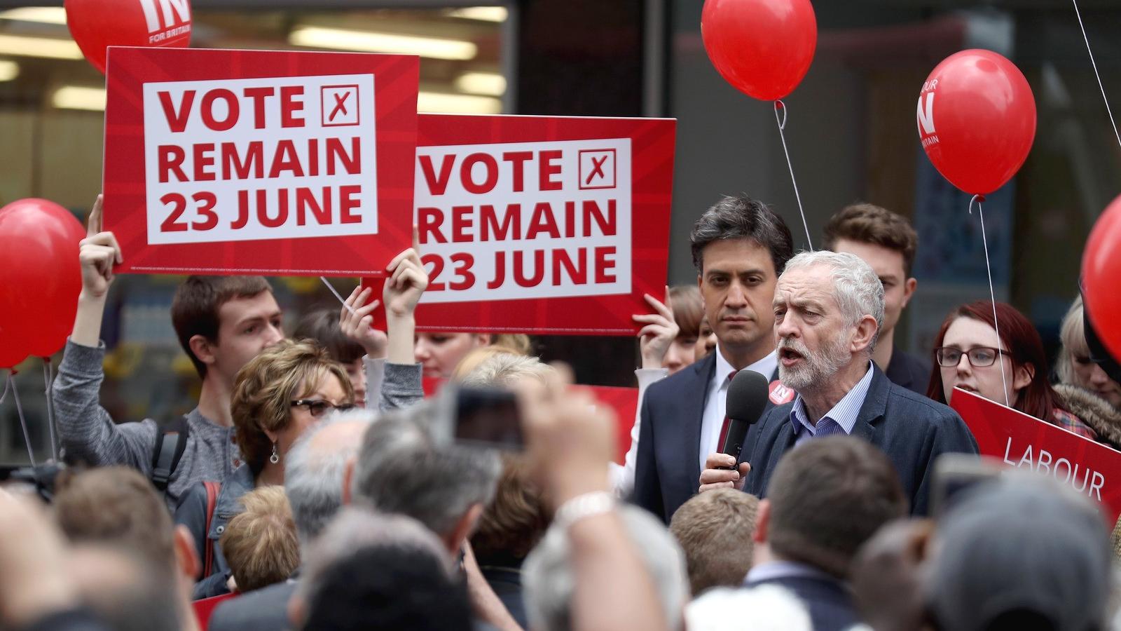 Jeremy Corbyn és Ed Miliband a bennmaradásért kampányolt. FOTÓ: Christopher Furlong/Getty Images