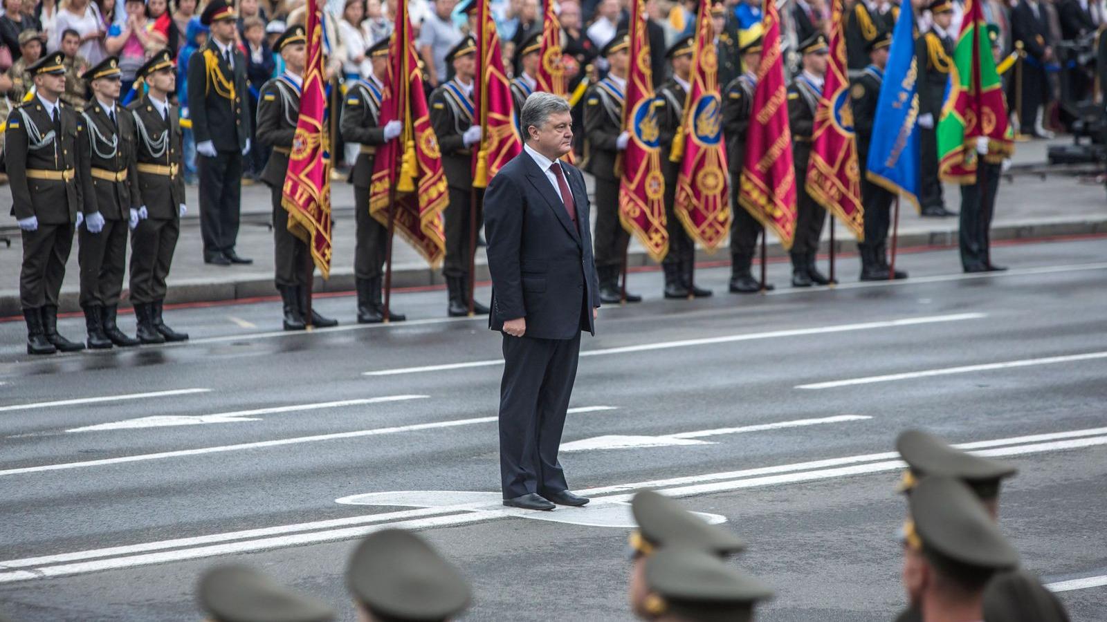 Petro Porosenko államfő a nemzeti ünnepen külön szólt a Krím és a szakadár területek lakóihoz FOTÓ: GETTY IMAGES /BRENDAN HOFFMA