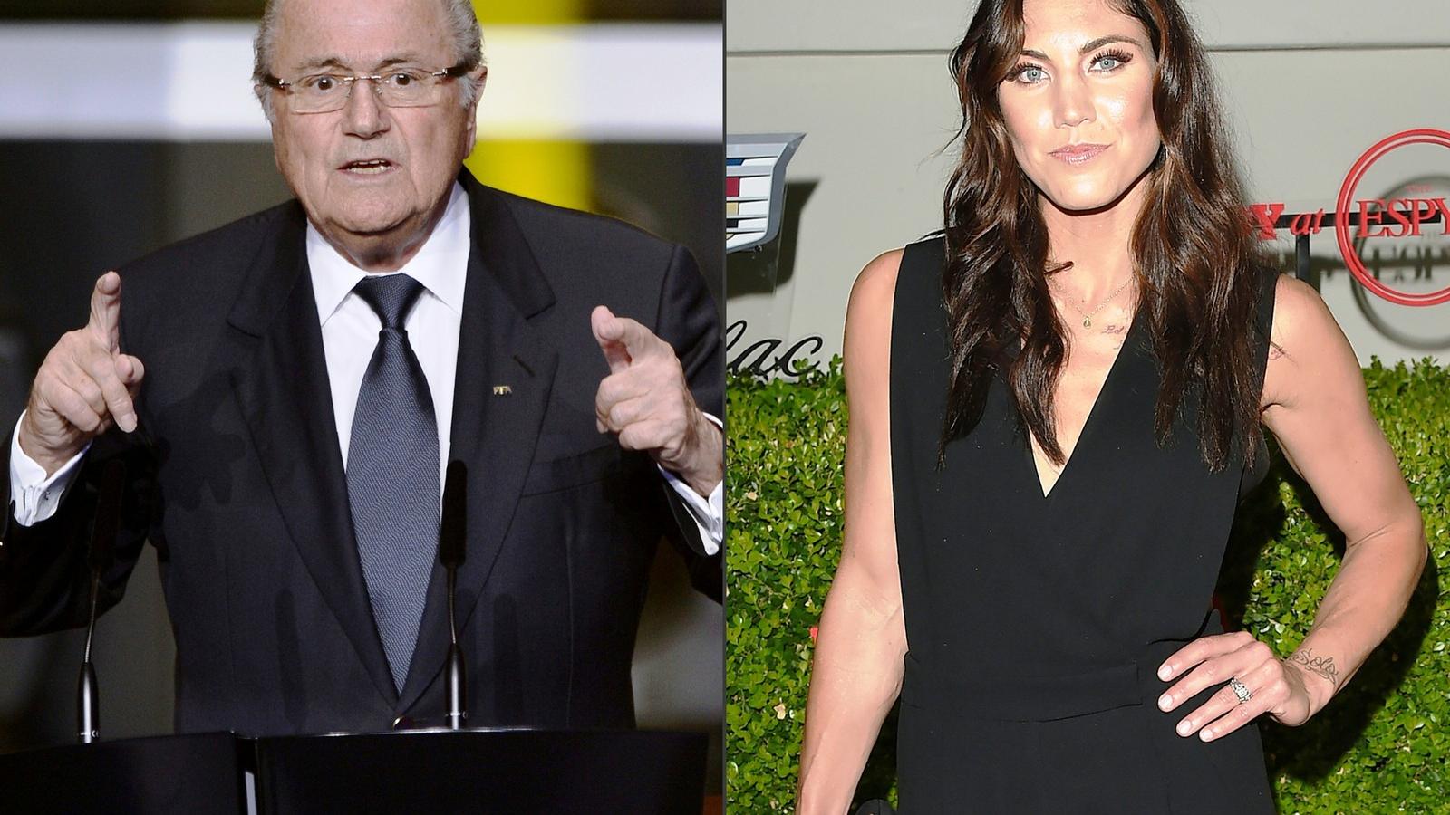 Sepp Blatter és Hope Solo FOTÓ: FABRICE COFFRINI, Jason Merritt / AFP