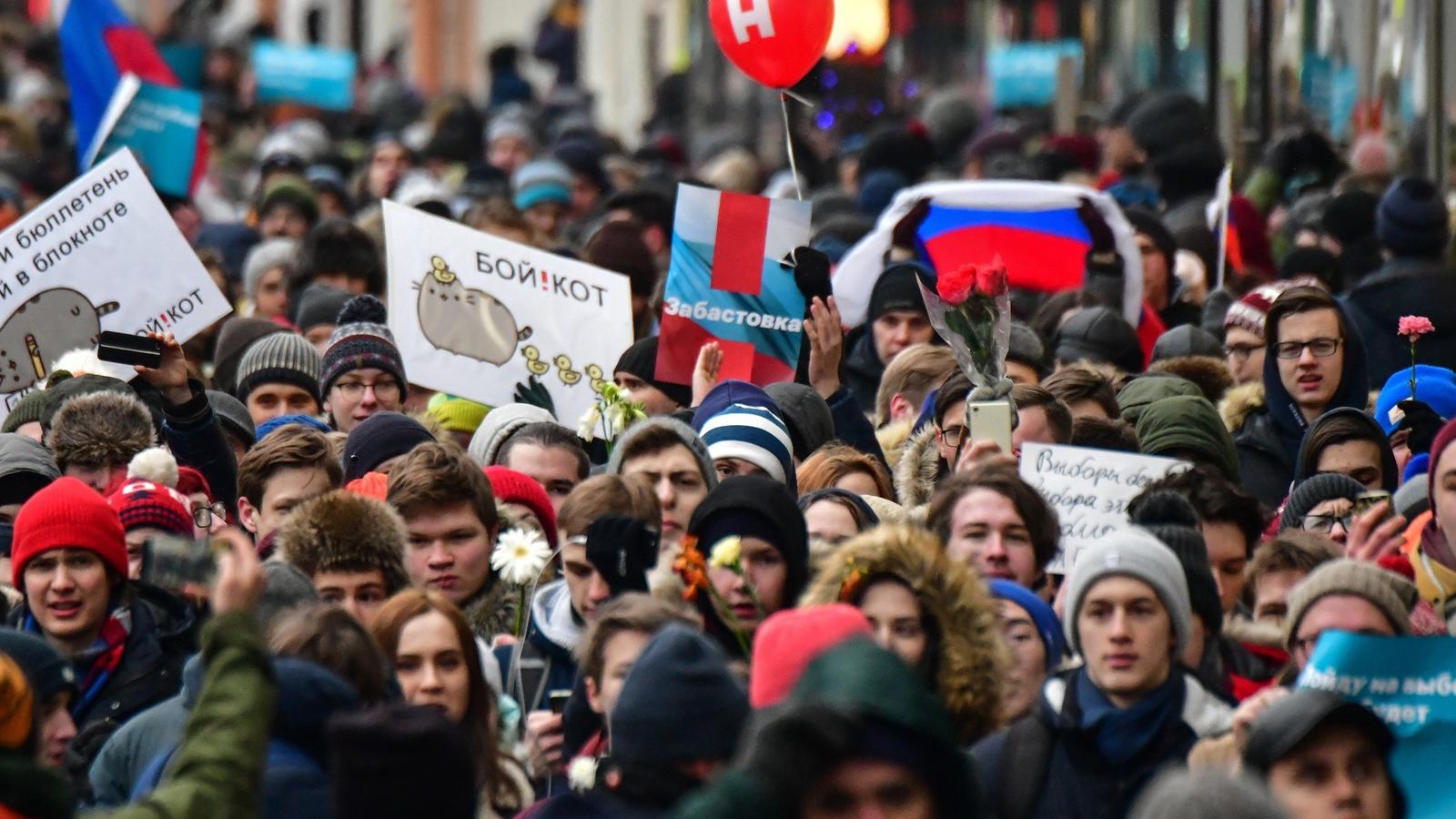 Több ezren vettek részt a moszkvai tüntetésen január 28-án. Fotó: Mladen ANTONOV / AFP